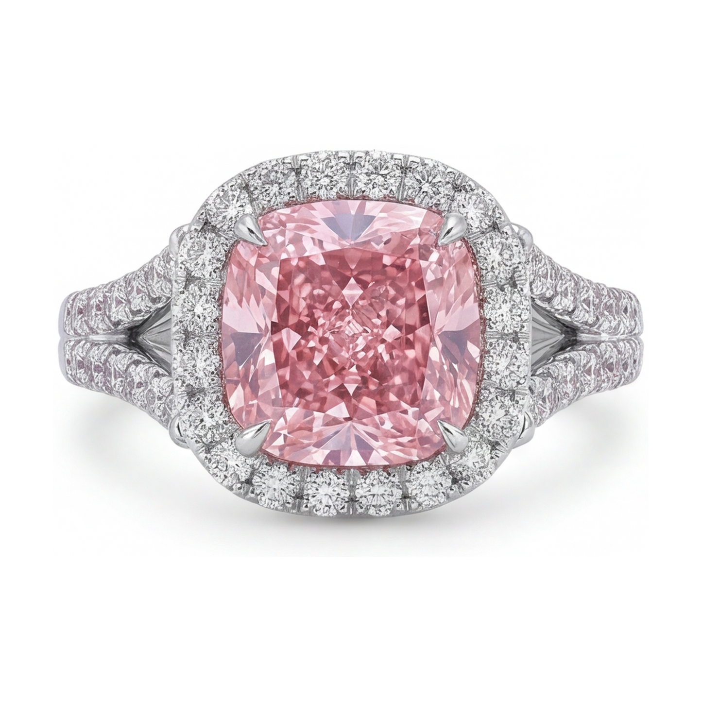 Anello di Fidanzamento con Diamante Rosa da 4,1 Carati Taglio Cuscino