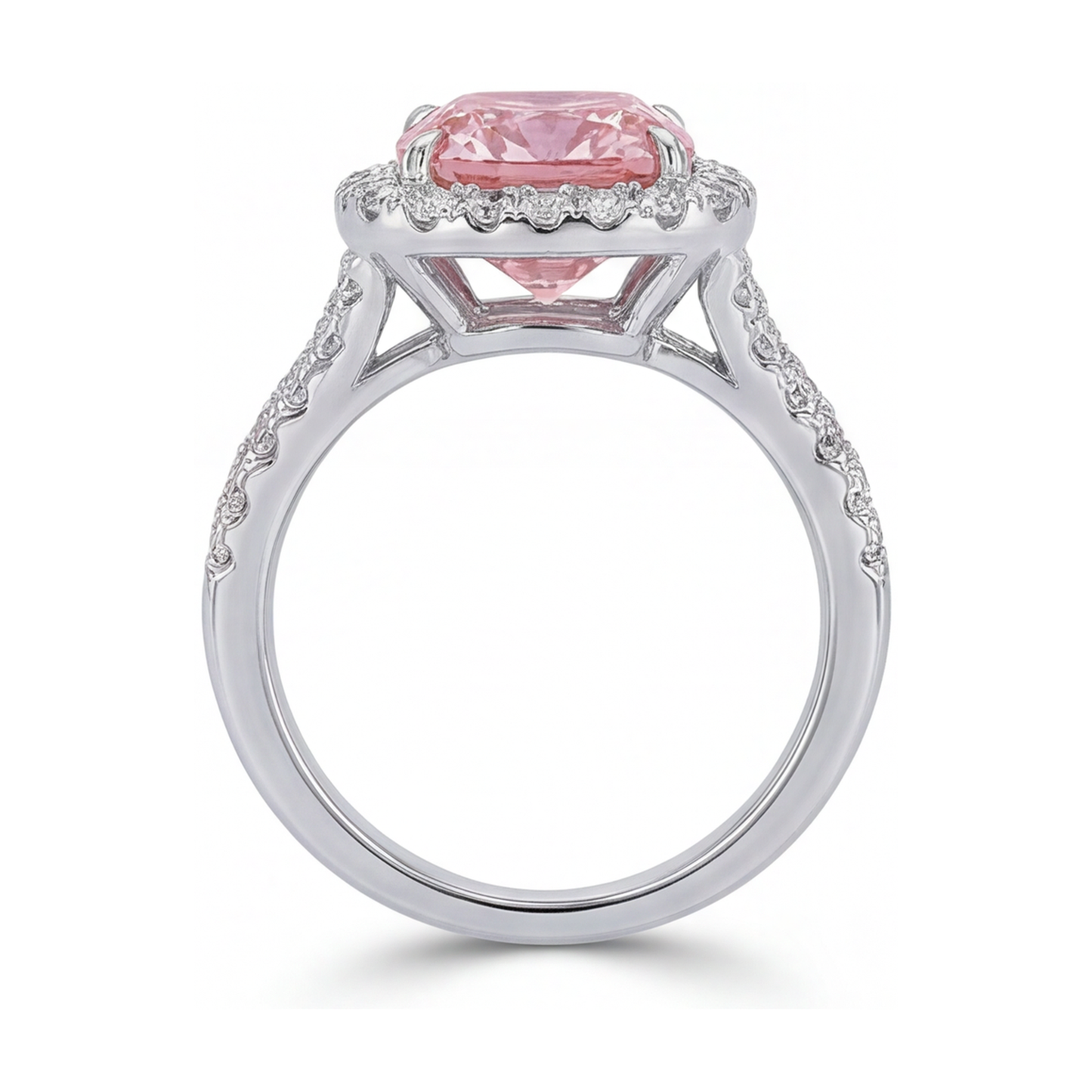 Anello di Fidanzamento con Diamante Rosa da 4,1 Carati Taglio Cuscino