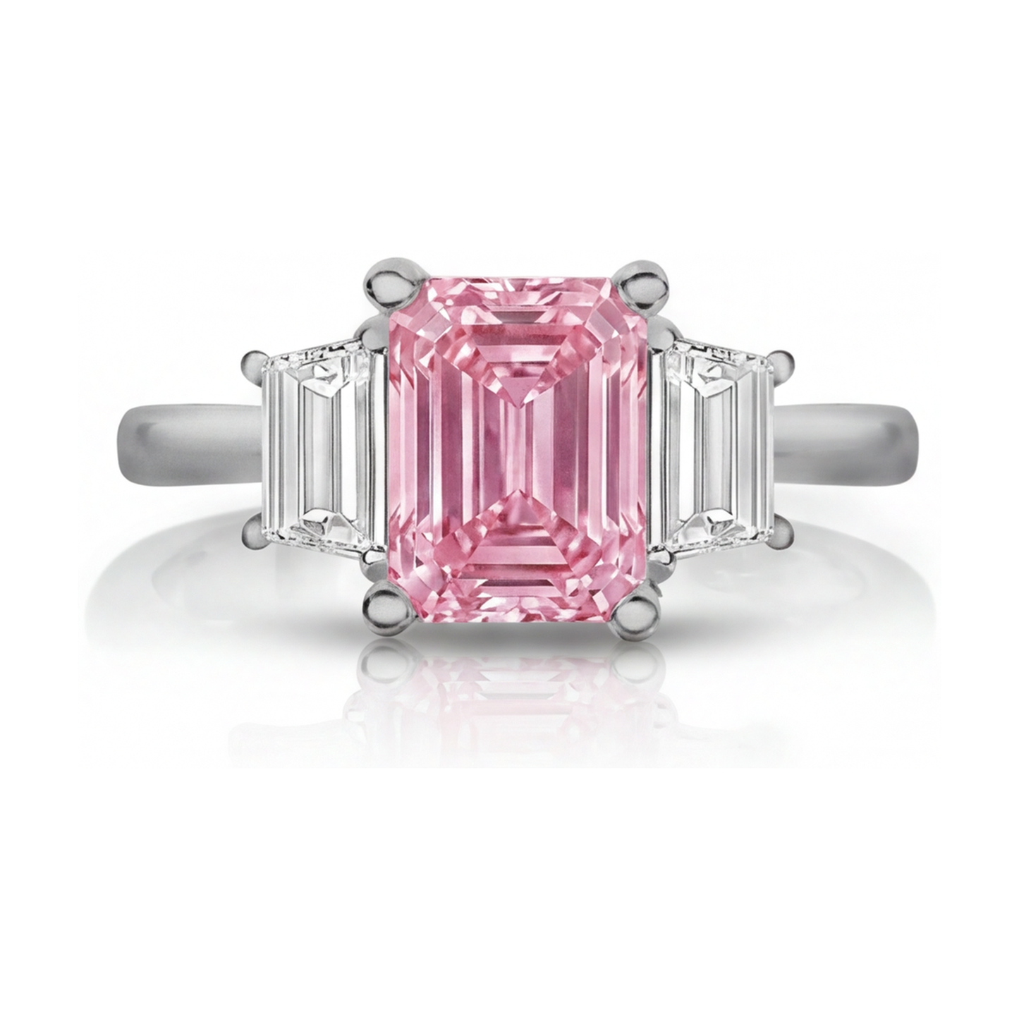 Anello di Fidanzamento con Diamante Rosa Taglio Smeraldo da 4 Carati
