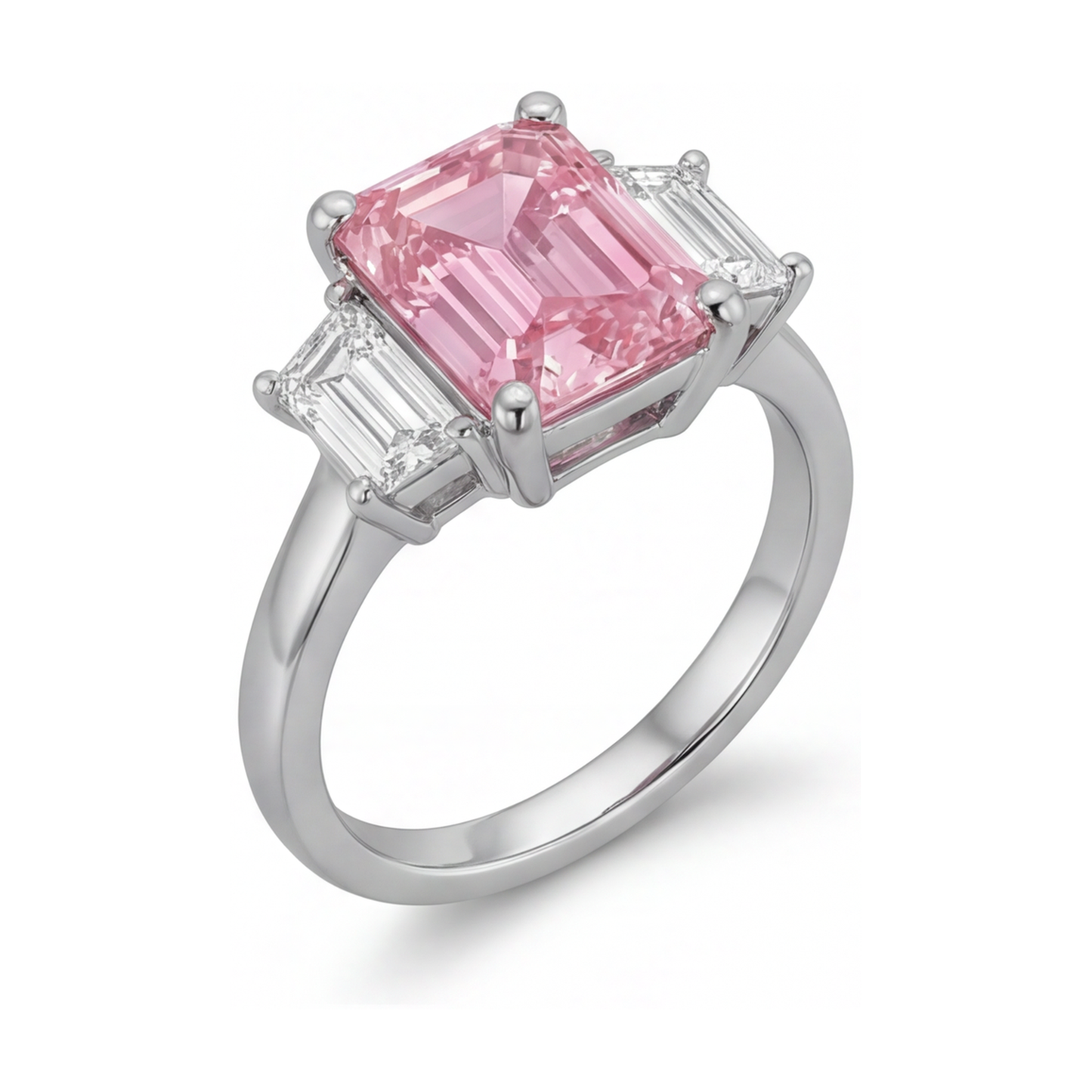 Anello di Fidanzamento con Diamante Rosa Taglio Smeraldo da 4 Carati