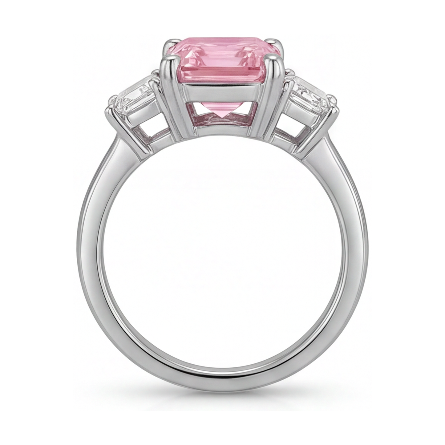 Anello di Fidanzamento con Diamante Rosa Taglio Smeraldo da 4 Carati