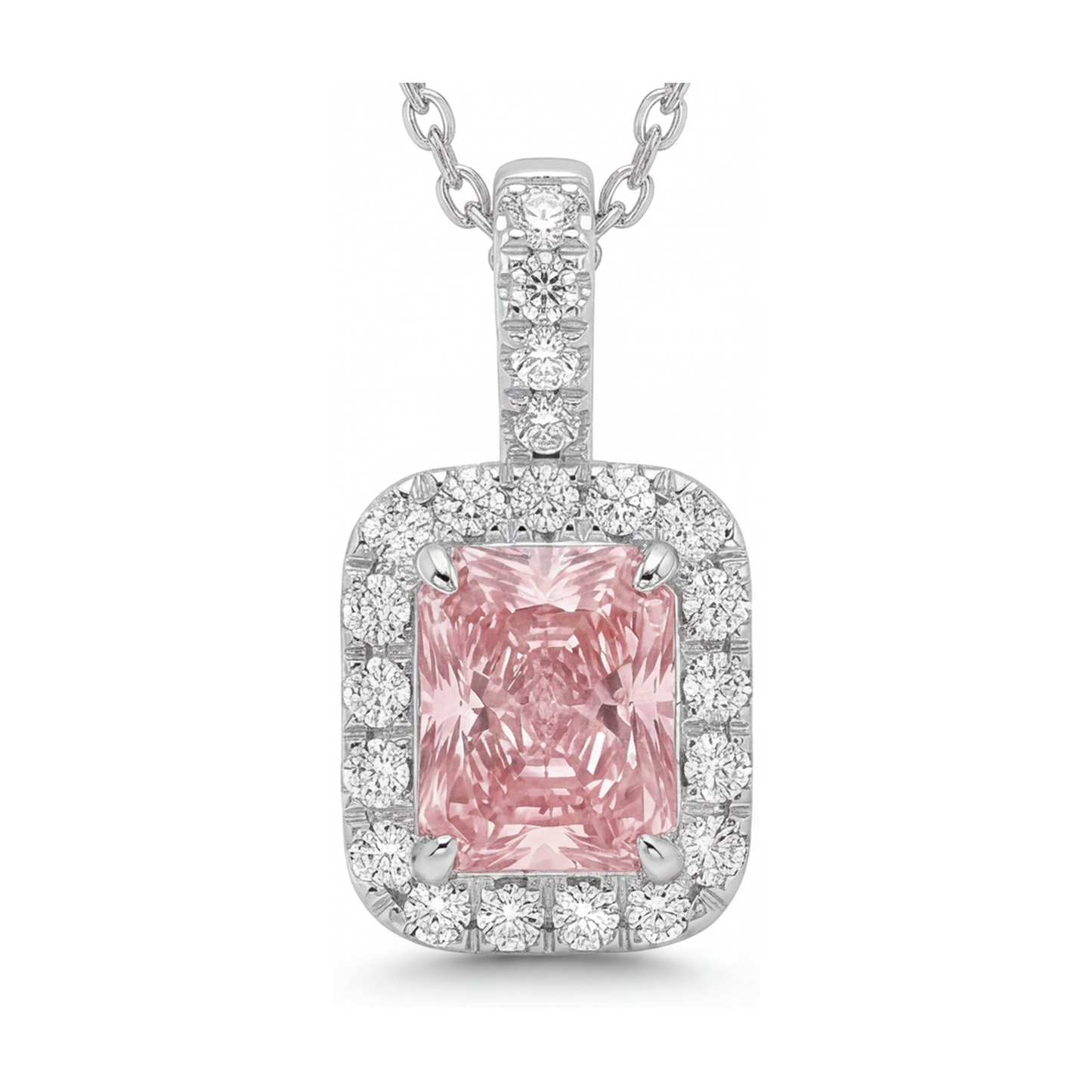 Collana con Diamante Rosa da 1,22 Carati Taglio Radiant