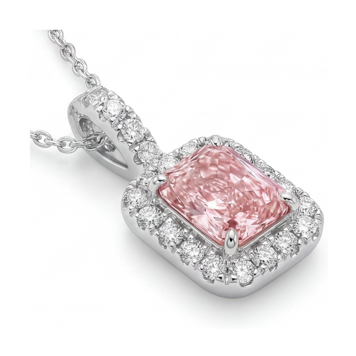 Collana con Diamante Rosa da 1,22 Carati Taglio Radiant