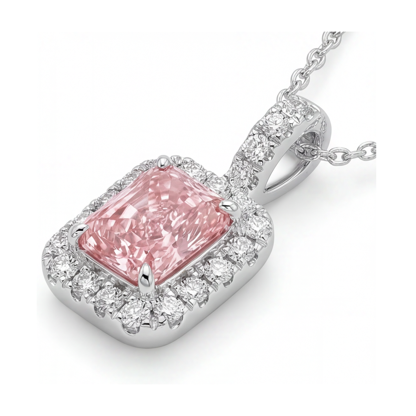 Collana con Diamante Rosa da 1,22 Carati Taglio Radiant