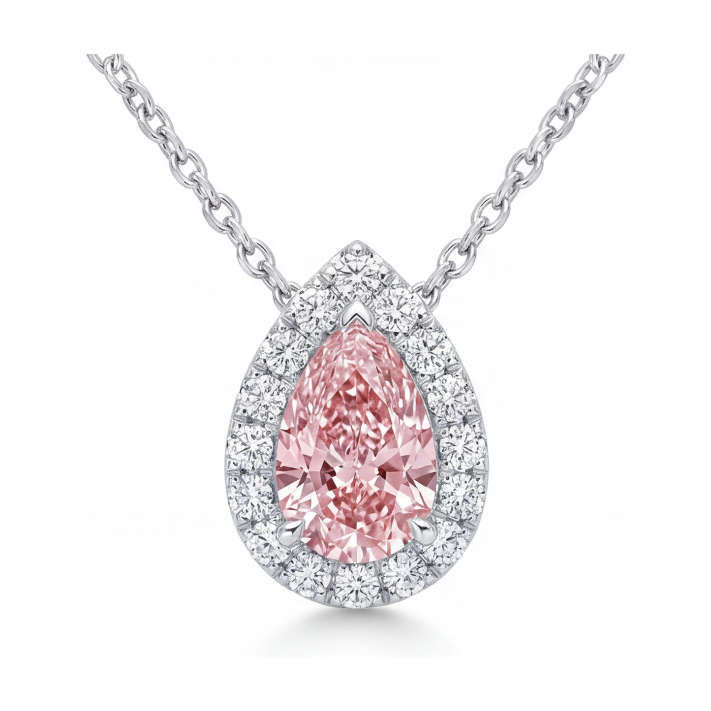 Collana con diamante rosa taglio a goccia da 1,9 carati