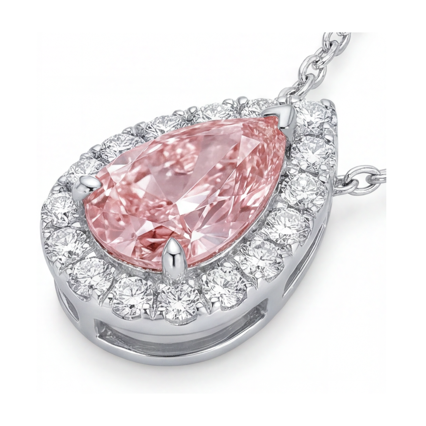 Collana con diamante rosa taglio a goccia da 1,9 carati