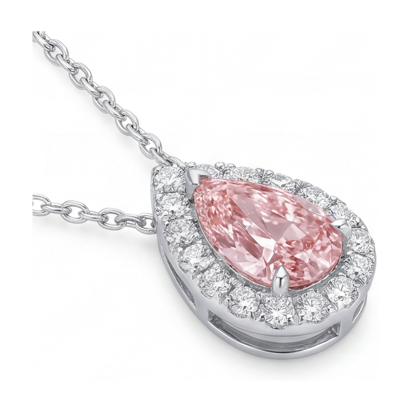 Collana con diamante rosa taglio a goccia da 1,9 carati