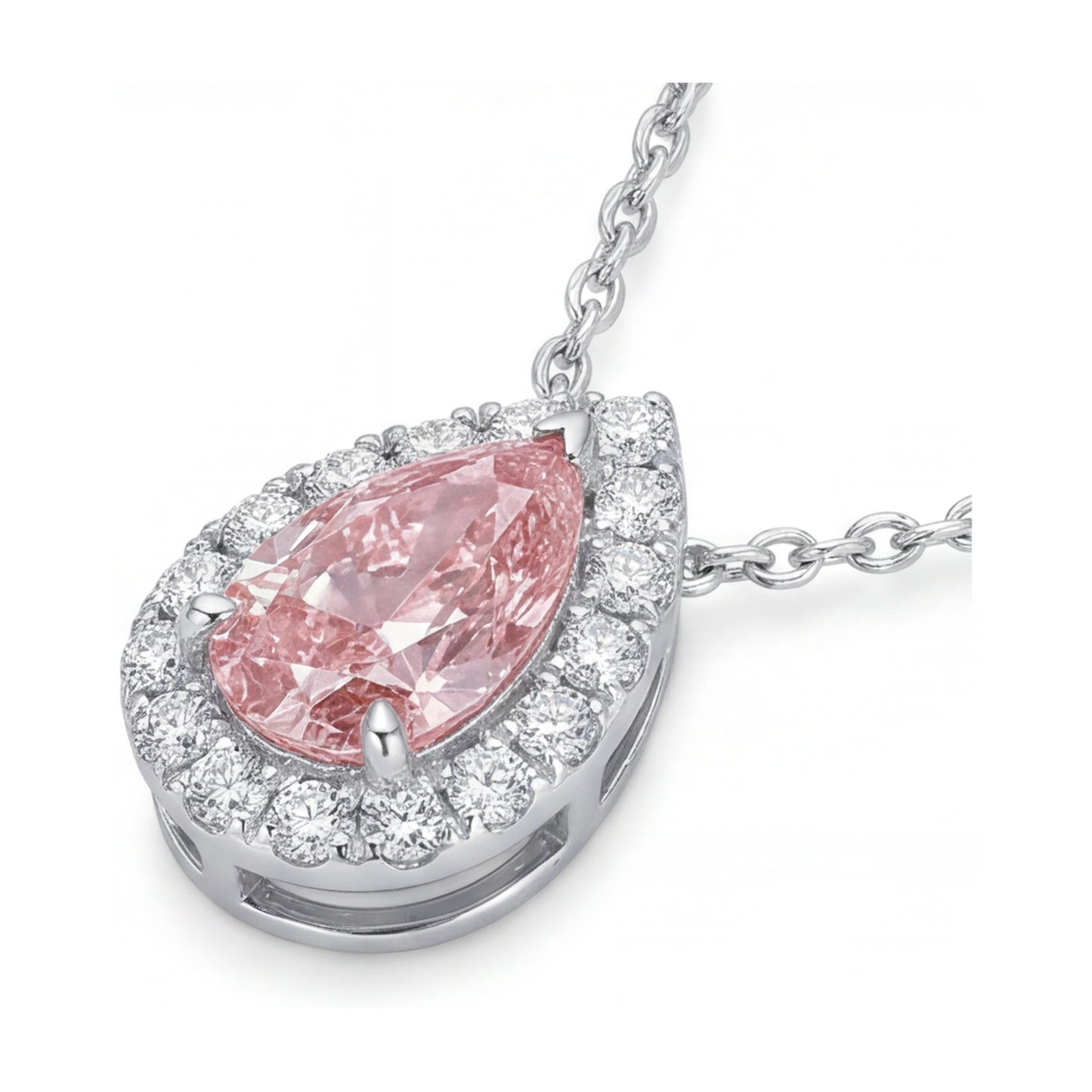 Collana con diamante rosa taglio a goccia da 1,9 carati