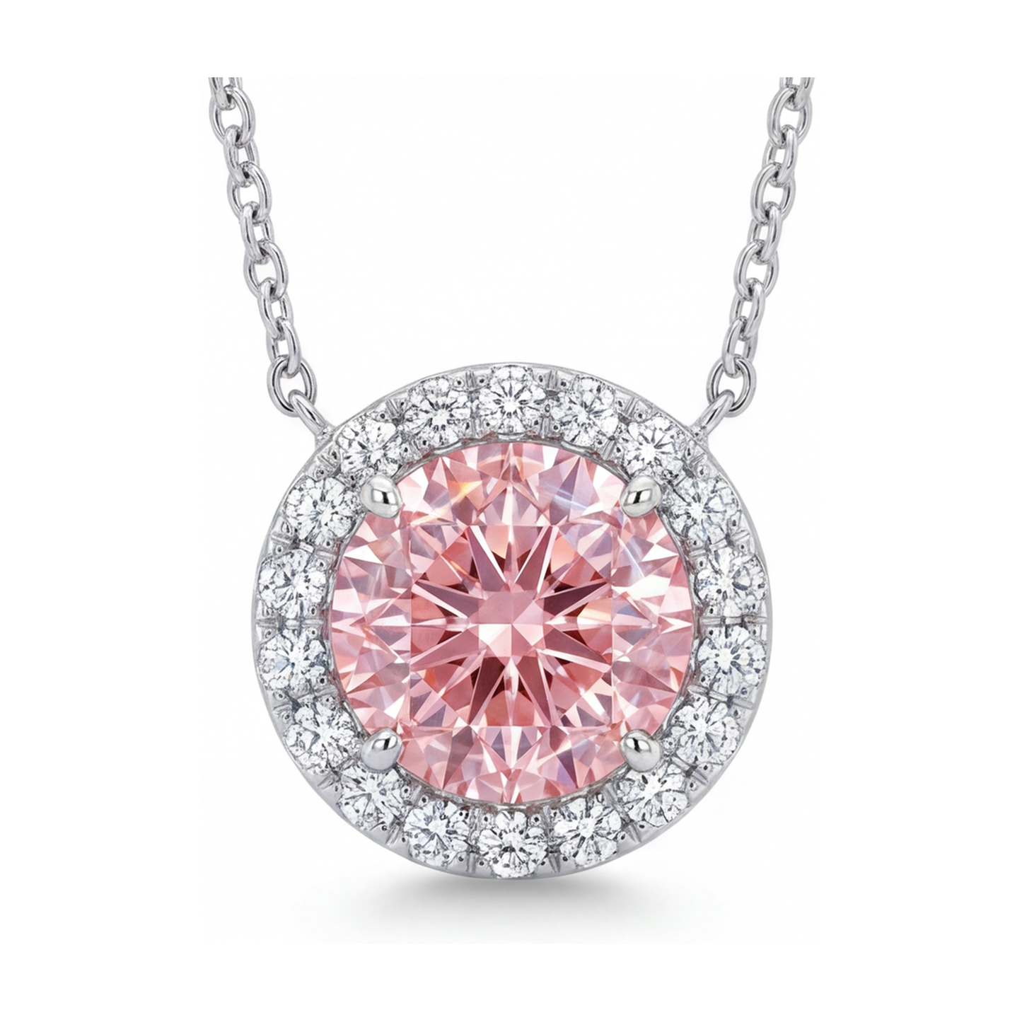 Collana con diamante rosa taglio rotondo da 2,4 carati