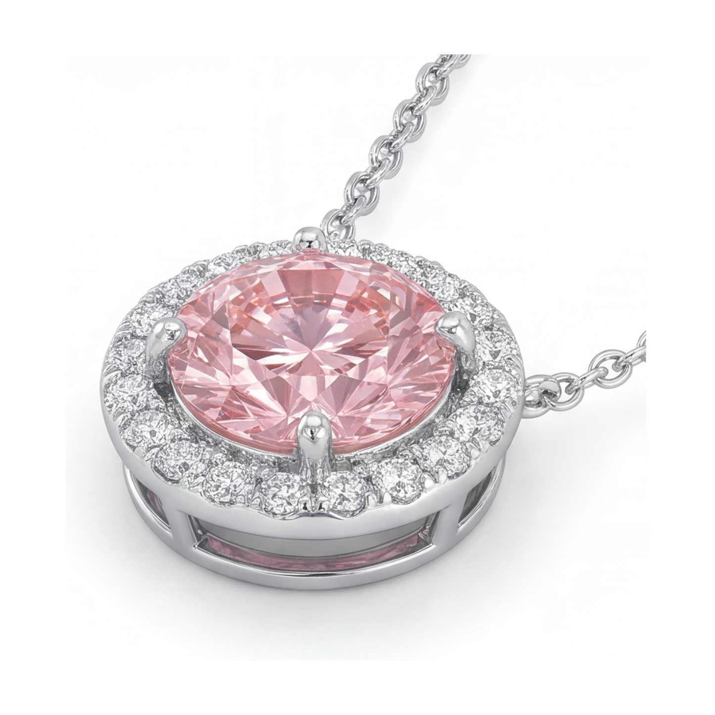 Collana con diamante rosa taglio rotondo da 2,4 carati