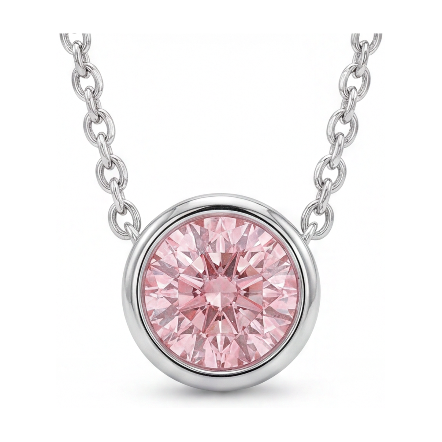 Collana con diamante rosa taglio rotondo da 2,5 carati