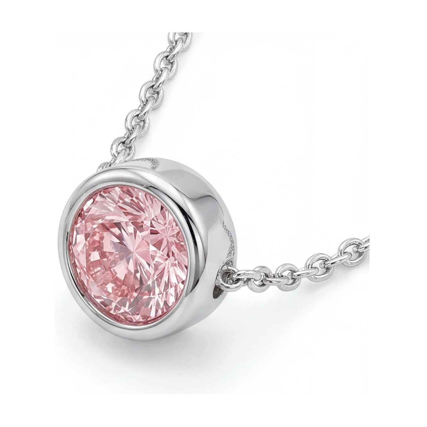 Collana con diamante rosa taglio rotondo da 2,5 carati