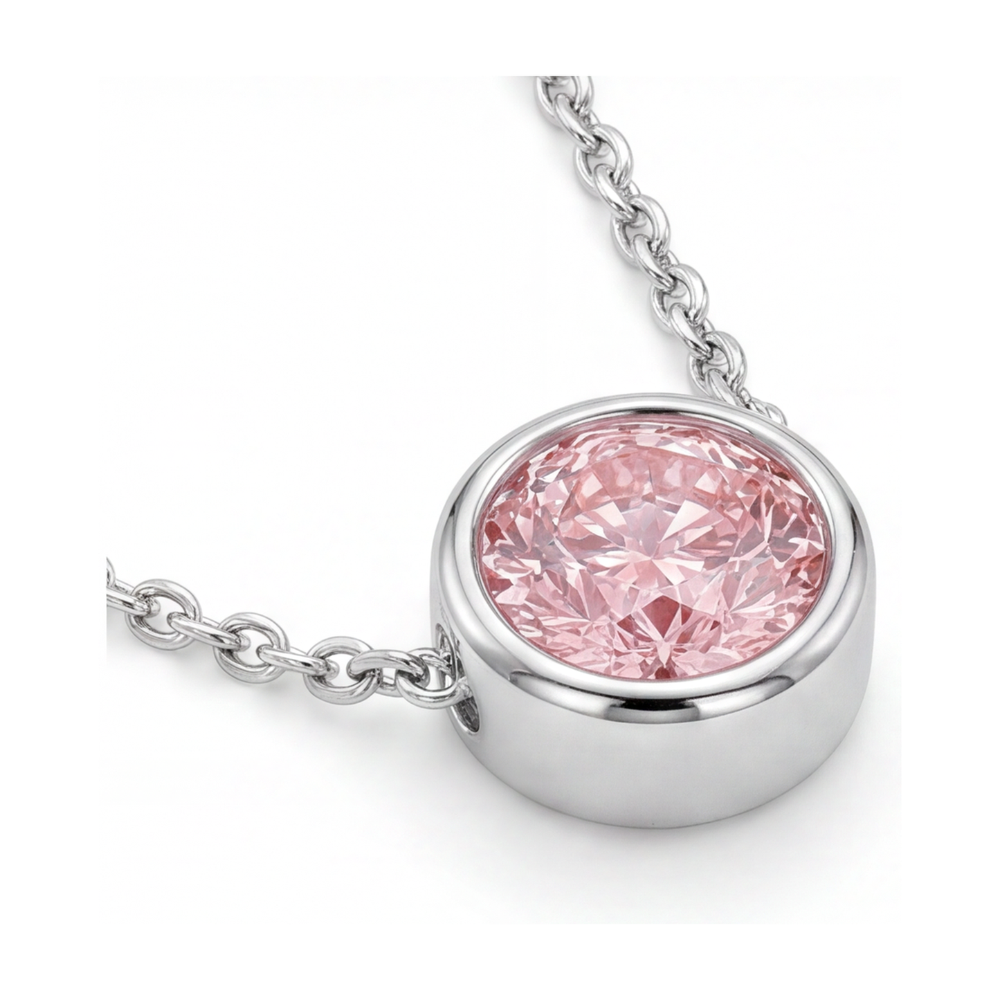 Collana con diamante rosa taglio rotondo da 2,5 carati
