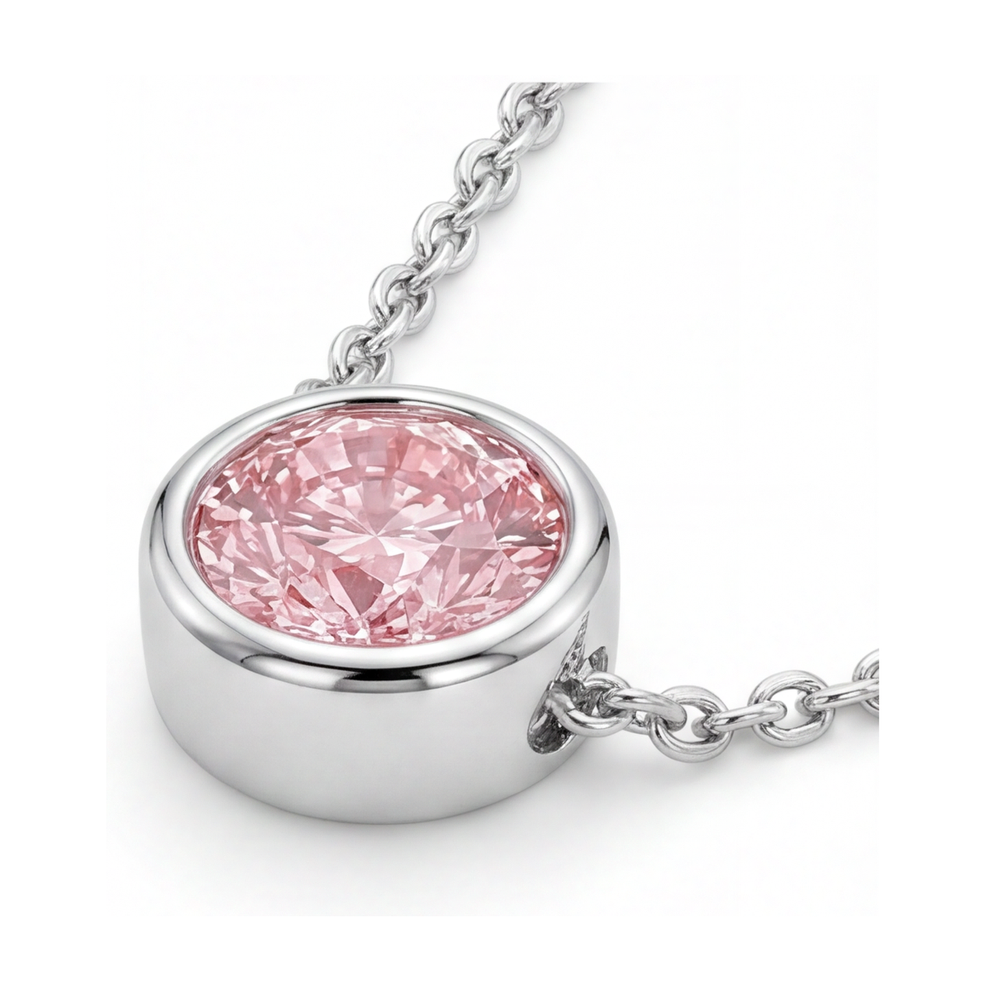 Collana con diamante rosa taglio rotondo da 2,5 carati