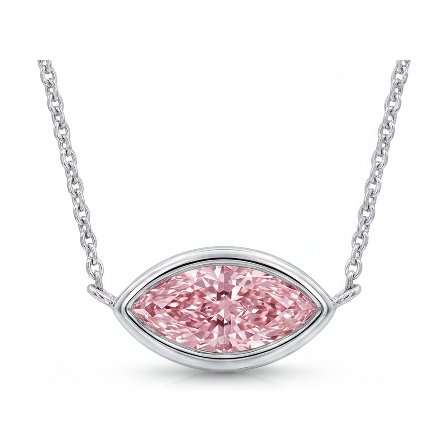 Collana con diamante rosa taglio marquise da 2 carati