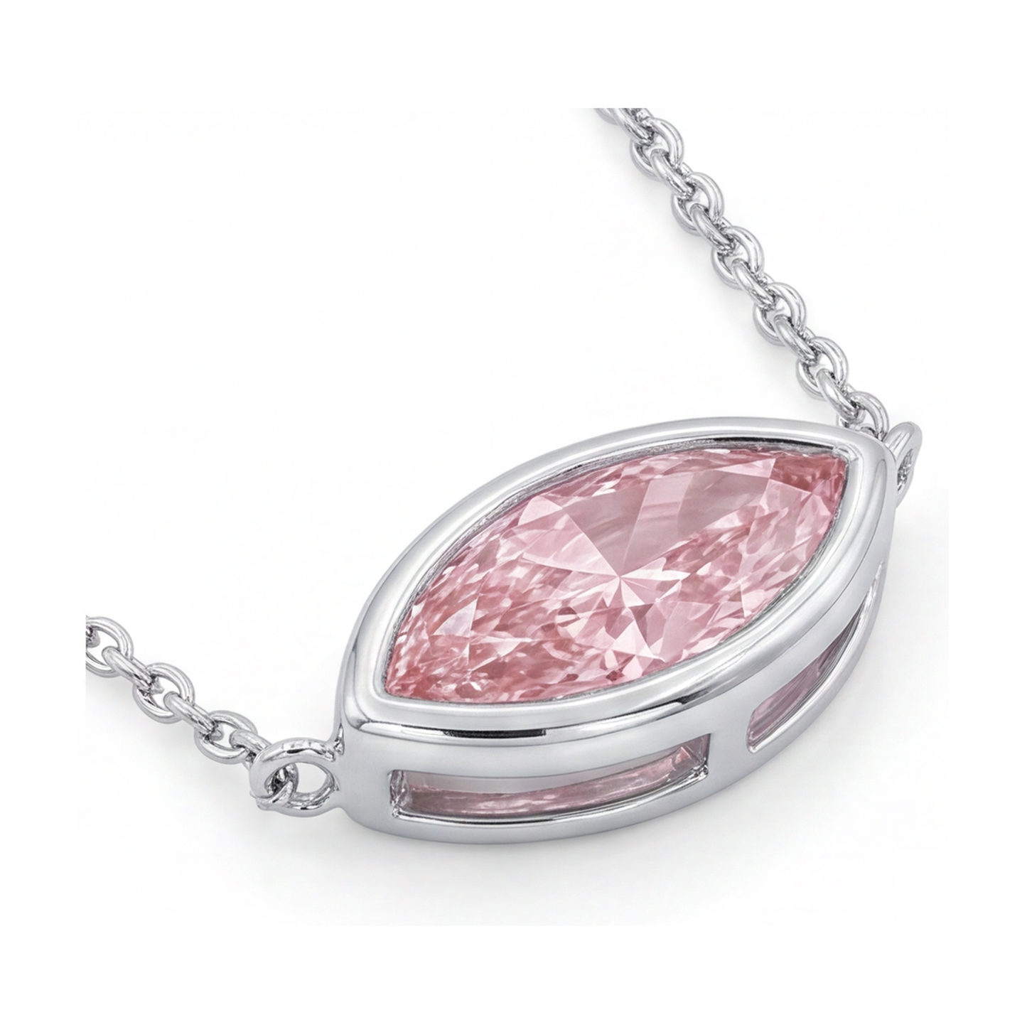 Collana con diamante rosa taglio marquise da 2 carati