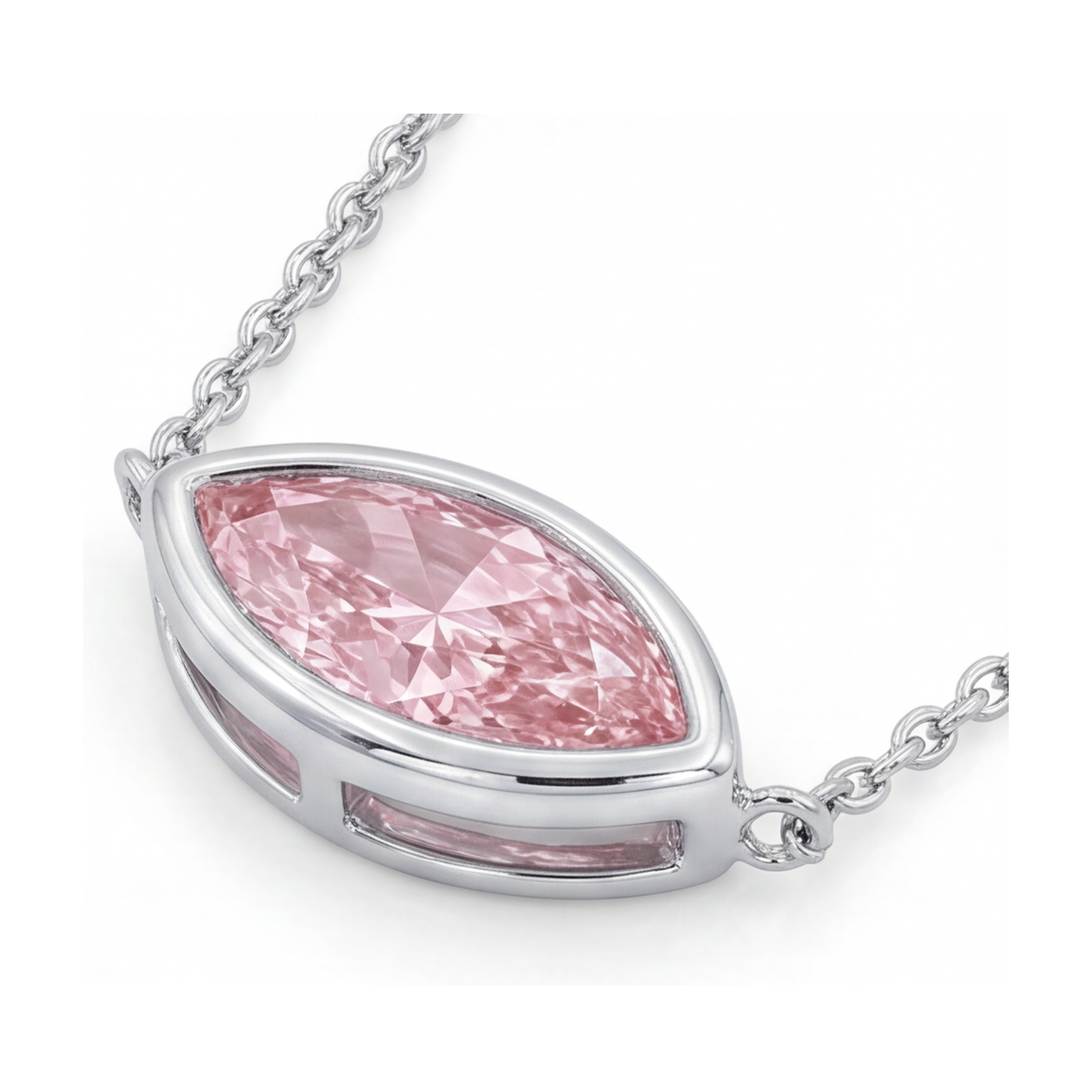 Collana con diamante rosa taglio marquise da 2 carati