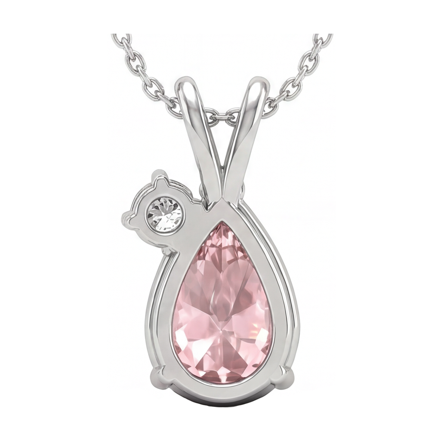 Collana con pendente con diamante rosa da 3,15 carati e contromaglia con dettagli a goccia