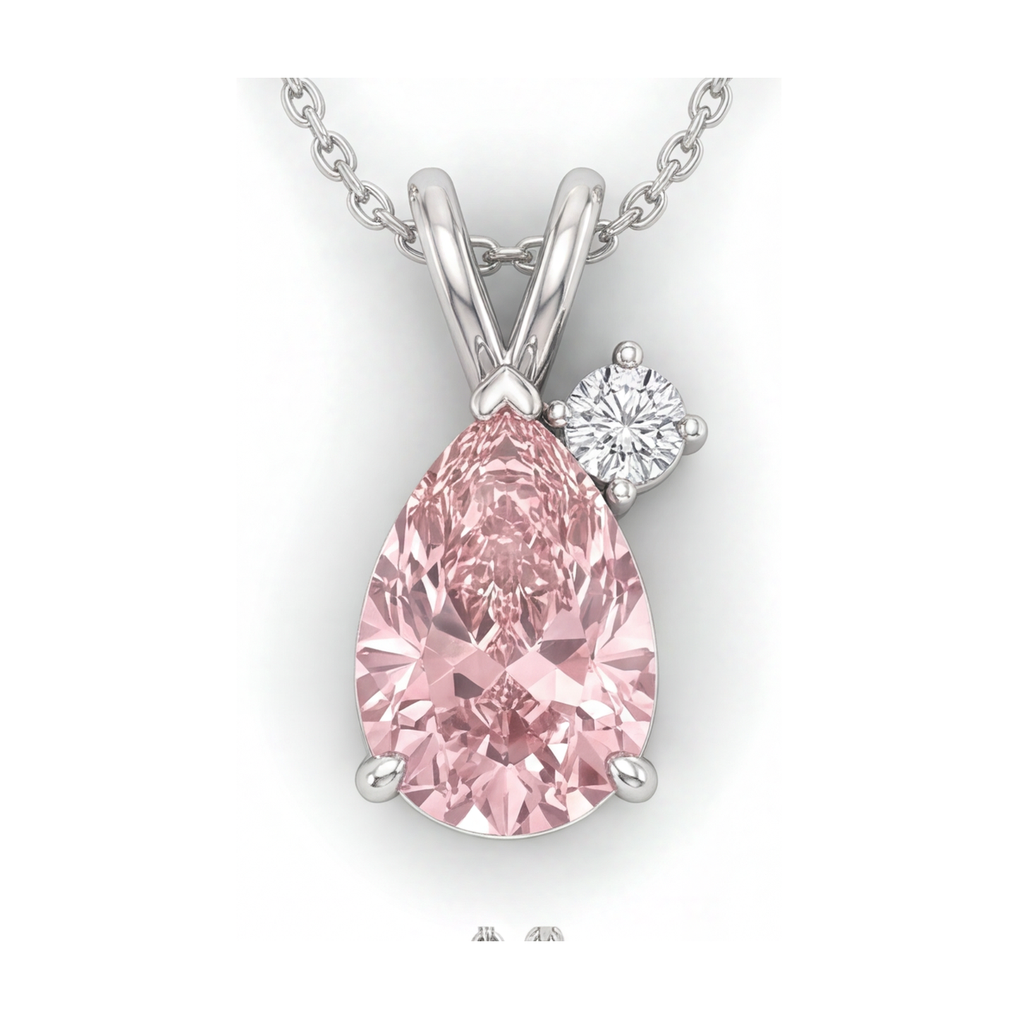 Collana con pendente con diamante rosa da 3,15 carati e contromaglia con dettagli a goccia