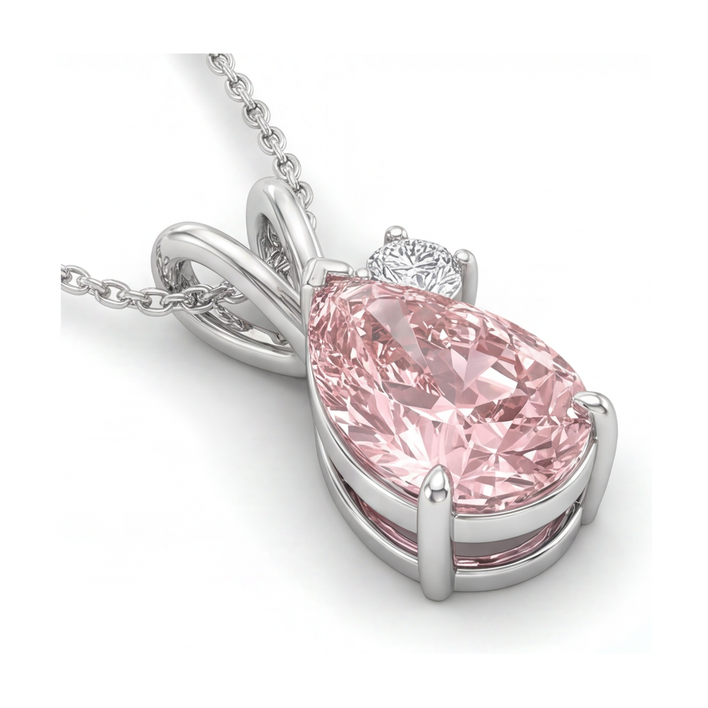 Collana con pendente con diamante rosa da 3,15 carati e contromaglia con dettagli a goccia