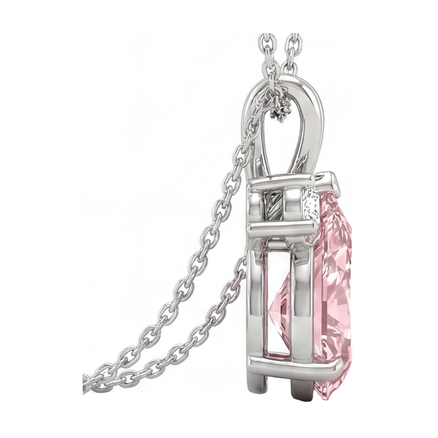 Collana con pendente con diamante rosa da 3,15 carati e contromaglia con dettagli a goccia