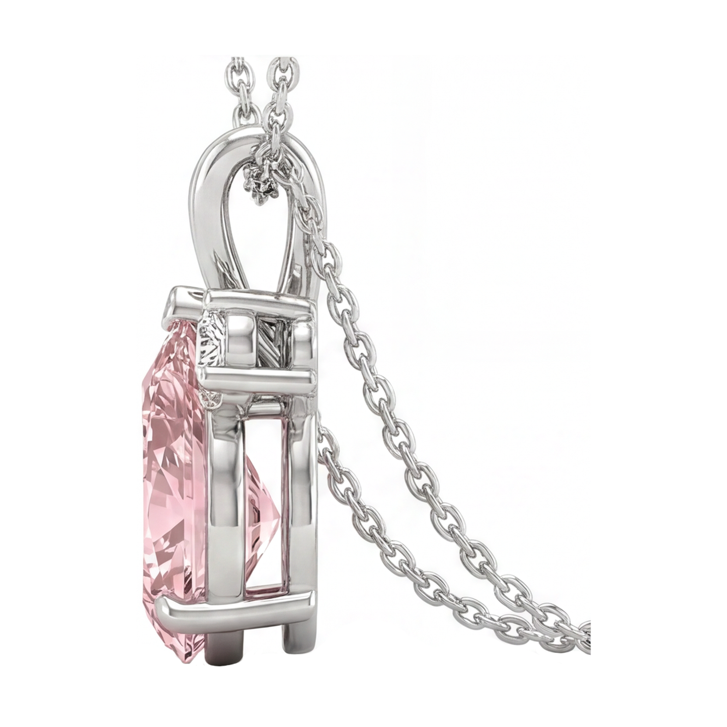 Collana con pendente con diamante rosa da 3,15 carati e contromaglia con dettagli a goccia