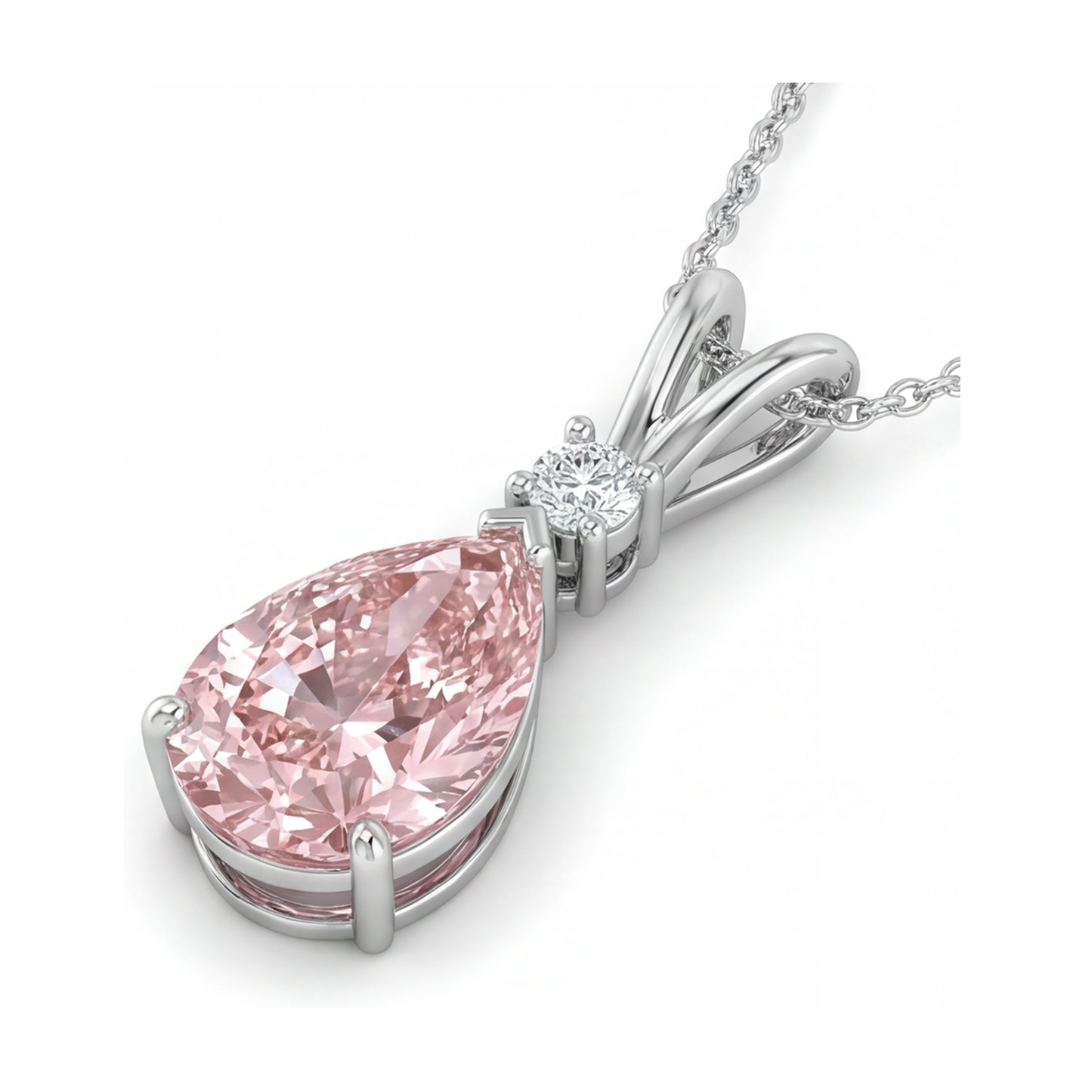 Collana con diamante rosa taglio a goccia da 3,15 carati