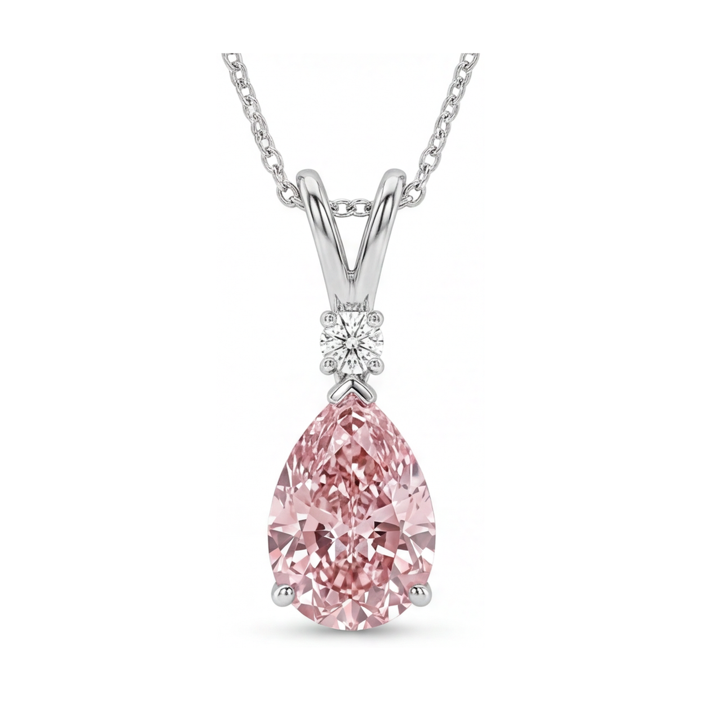 Collana con diamante rosa taglio a goccia da 3,15 carati