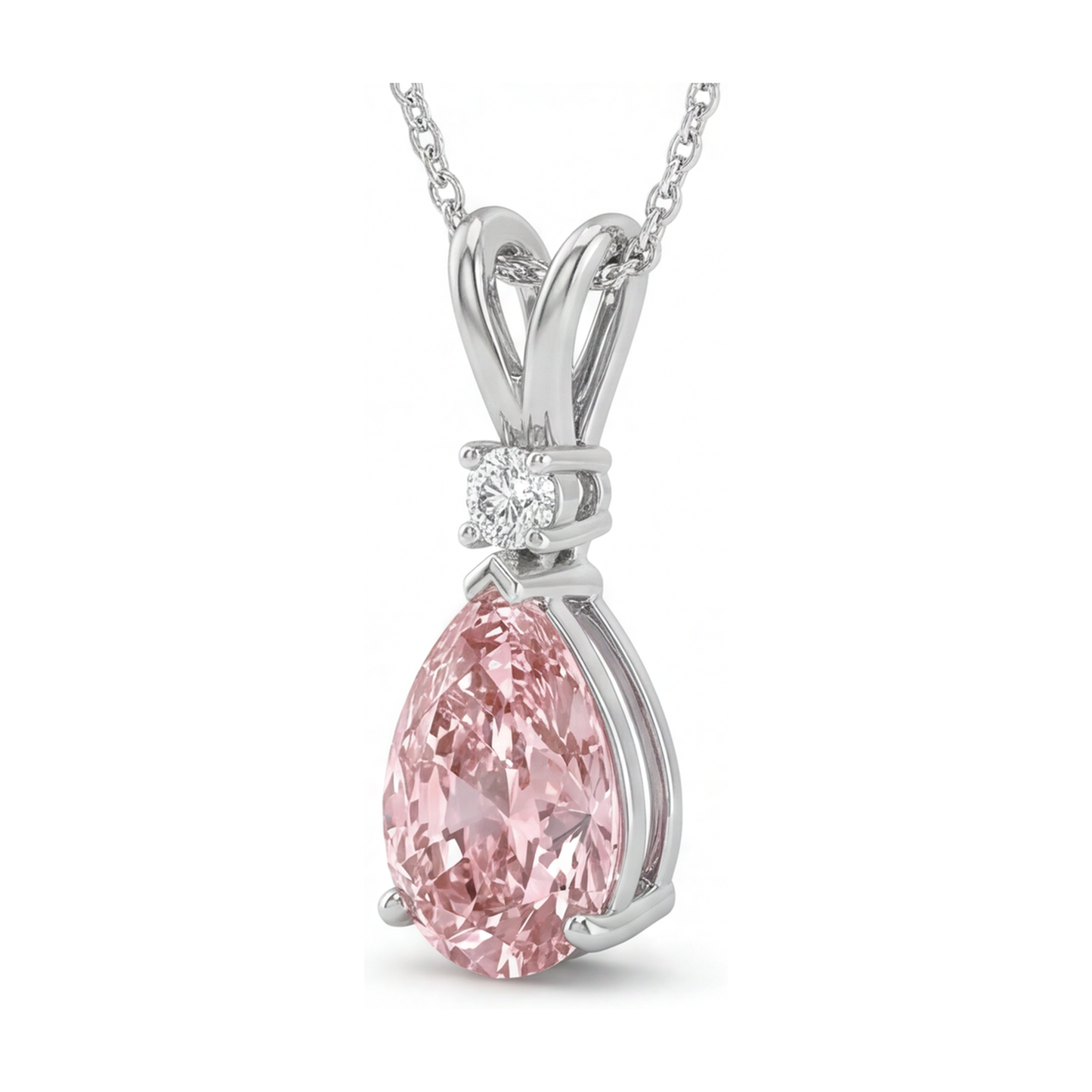 Collana con diamante rosa taglio a goccia da 3,15 carati