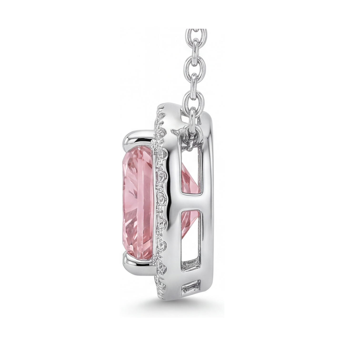 Collana con Diamante Rosa Taglio a Cuscino da 3,5 Carati