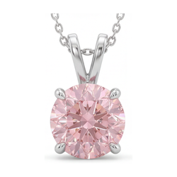 Collana con diamante rosa taglio rotondo da 3,5 carati