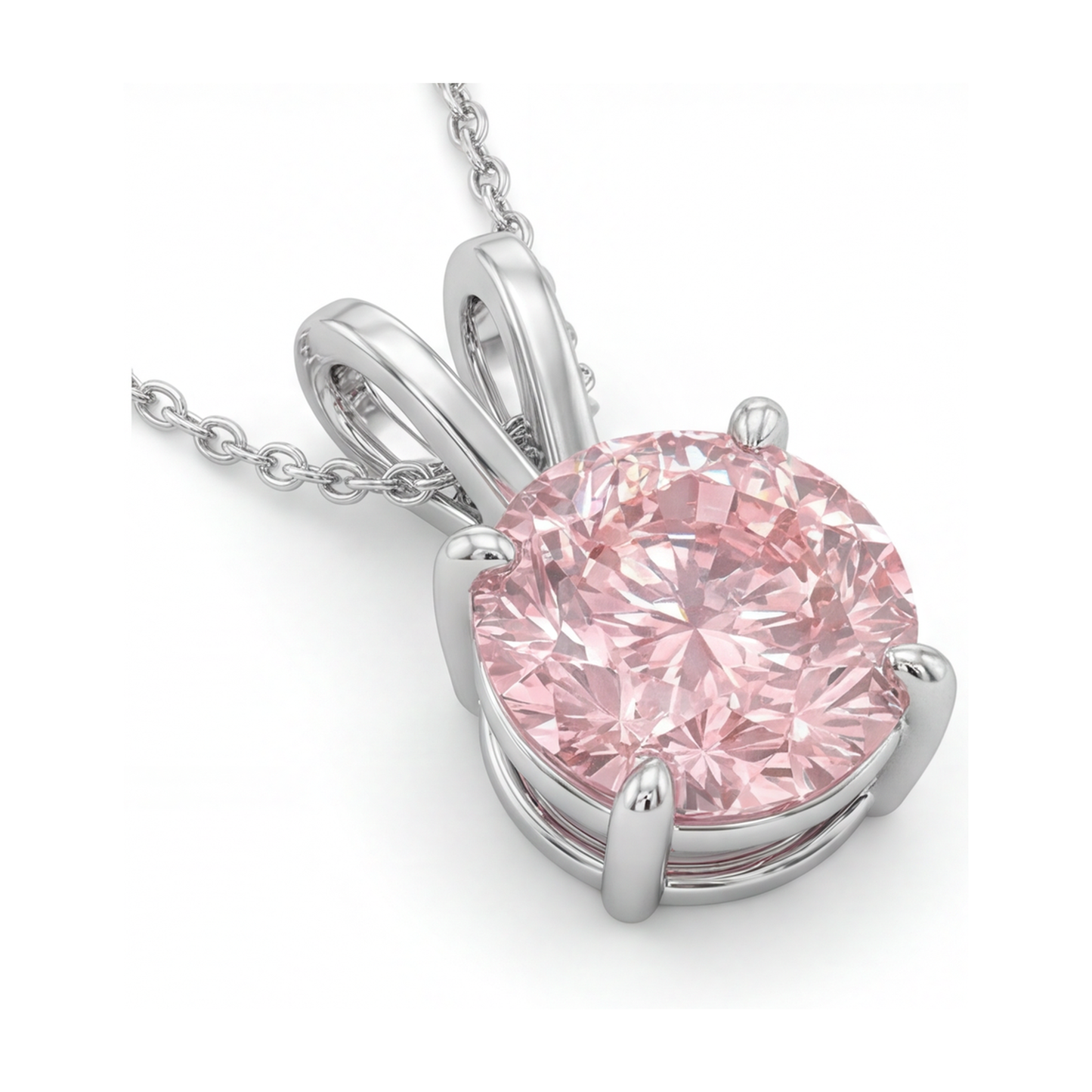 Collana con diamante rosa taglio rotondo da 3,5 carati