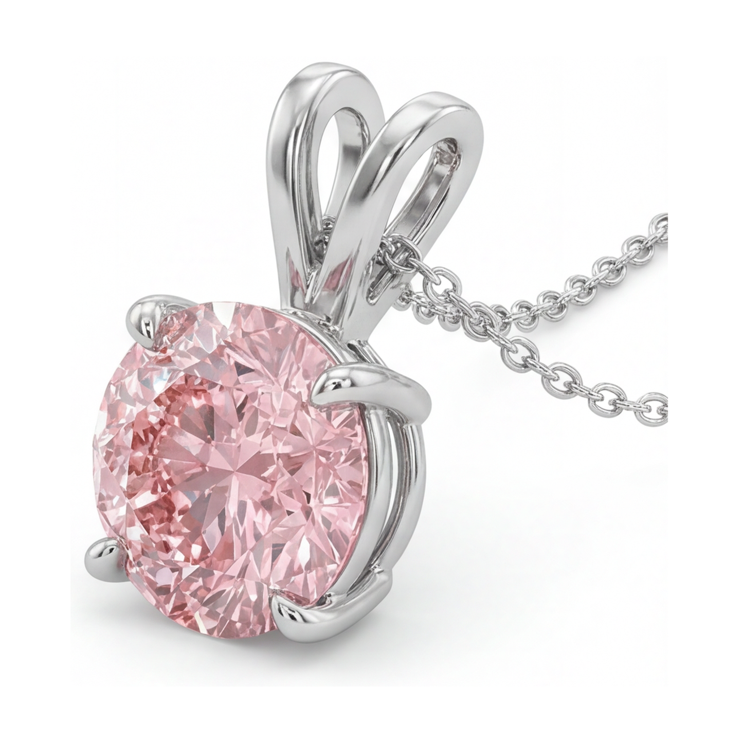 Collana con diamante rosa taglio rotondo da 3,5 carati