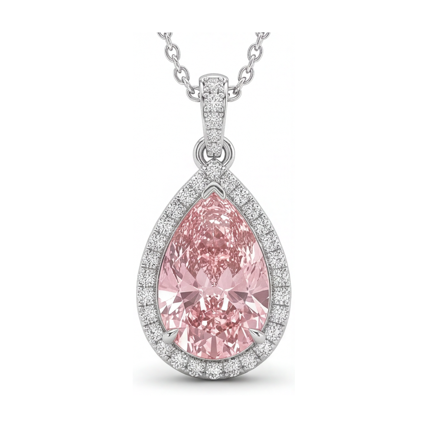 Collana con diamante rosa taglio a goccia da 3,6 carati