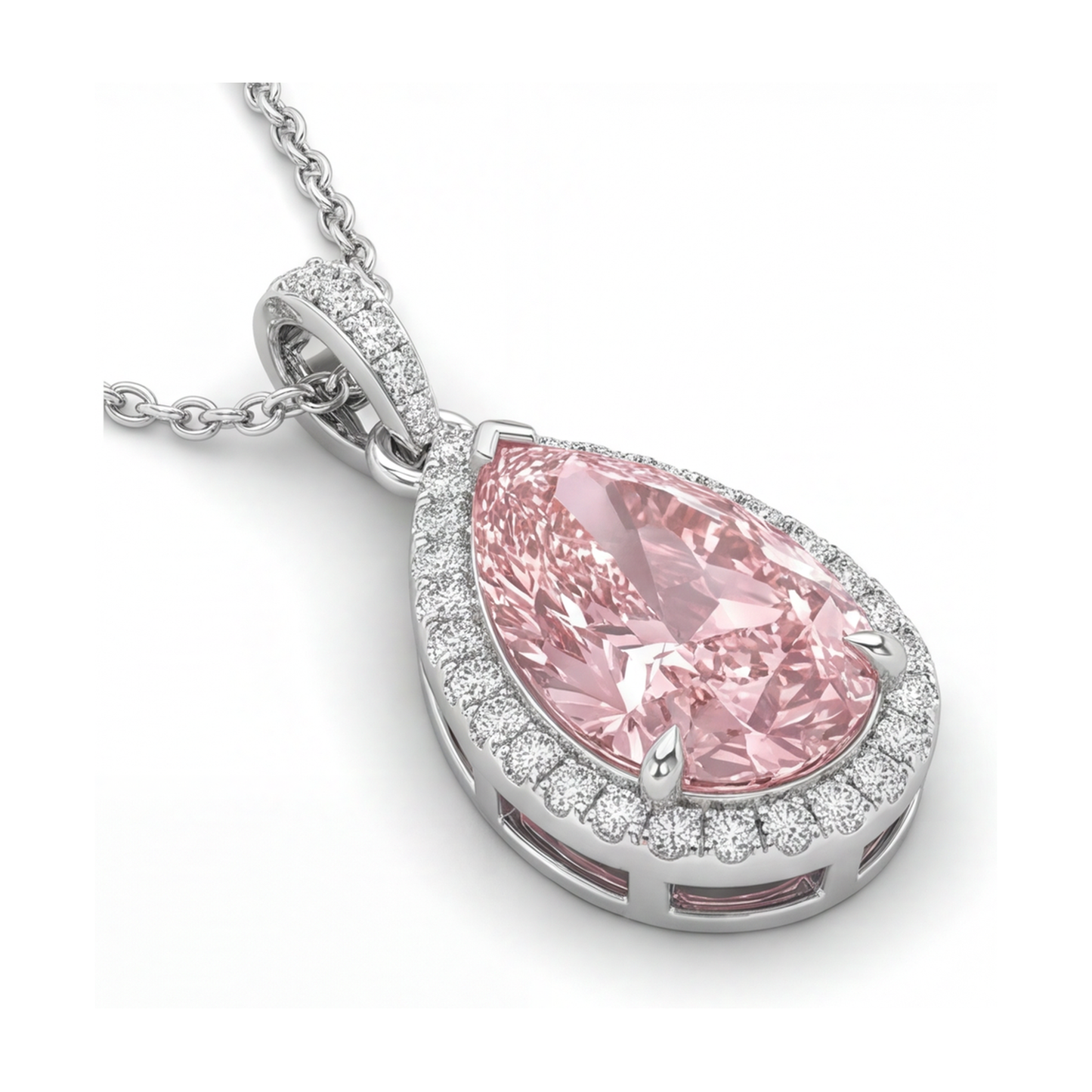 Collana con diamante rosa taglio a goccia da 3,6 carati