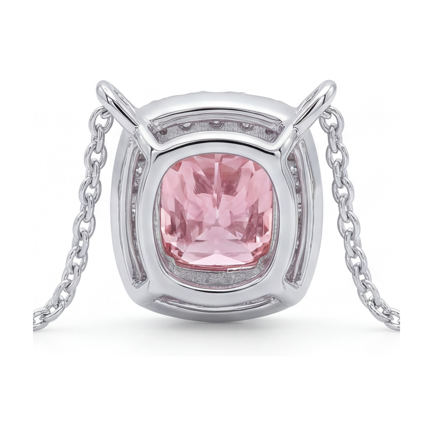 Collana con diamante rosa taglio cuscino da 3 carati