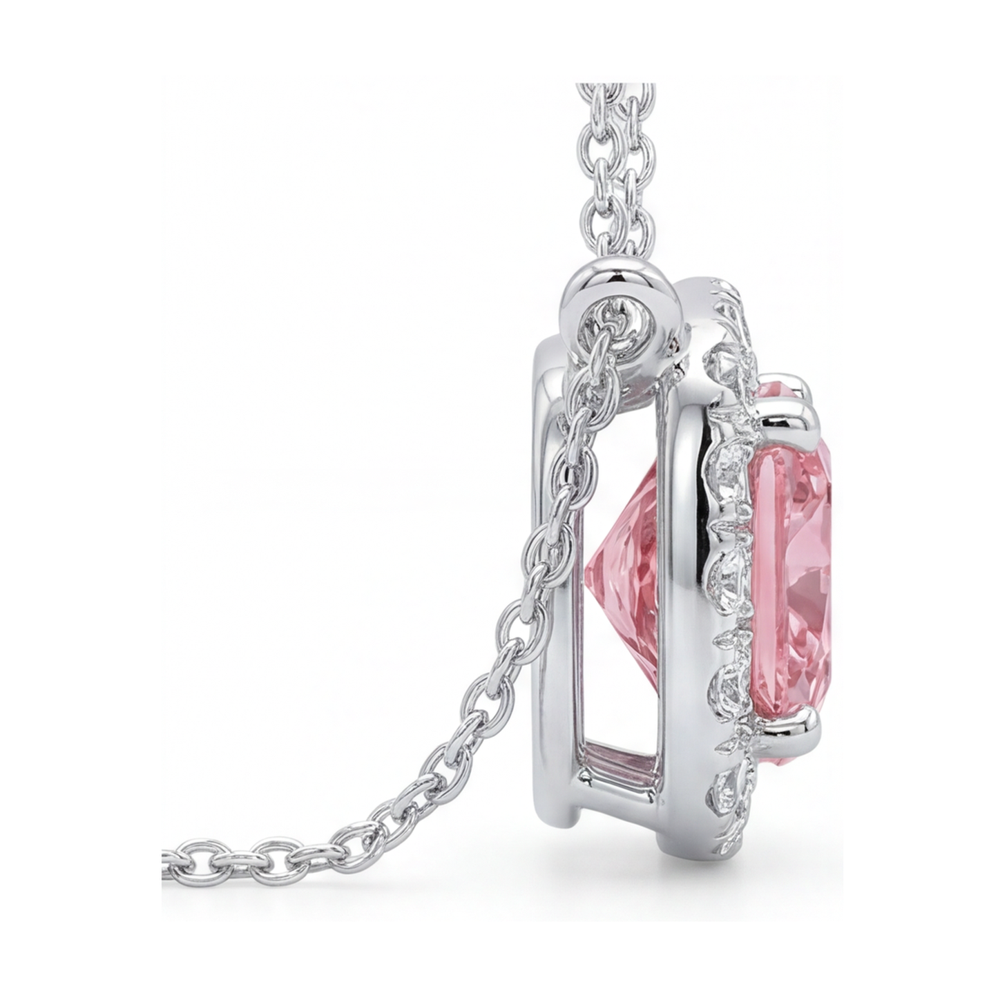 Collana con diamante rosa taglio cuscino da 3 carati