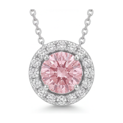 Collana con Diamante Rosa Taglio Rotondo da 3 Carati