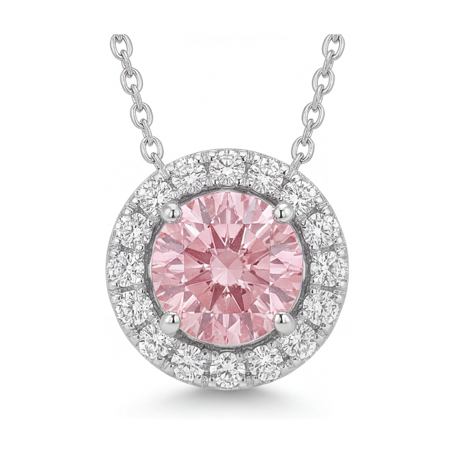 Collana con Diamante Rosa Taglio Rotondo da 3 Carati