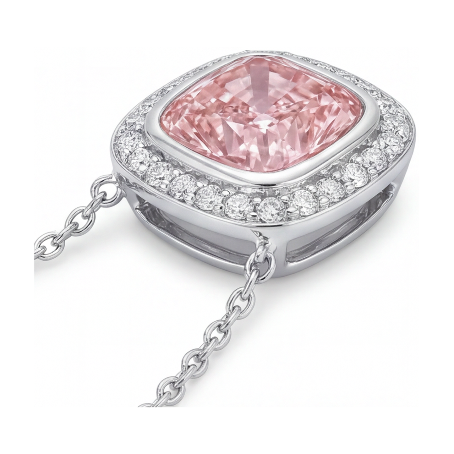Pendente con diamante rosa taglio cuscino da 4,6 carati