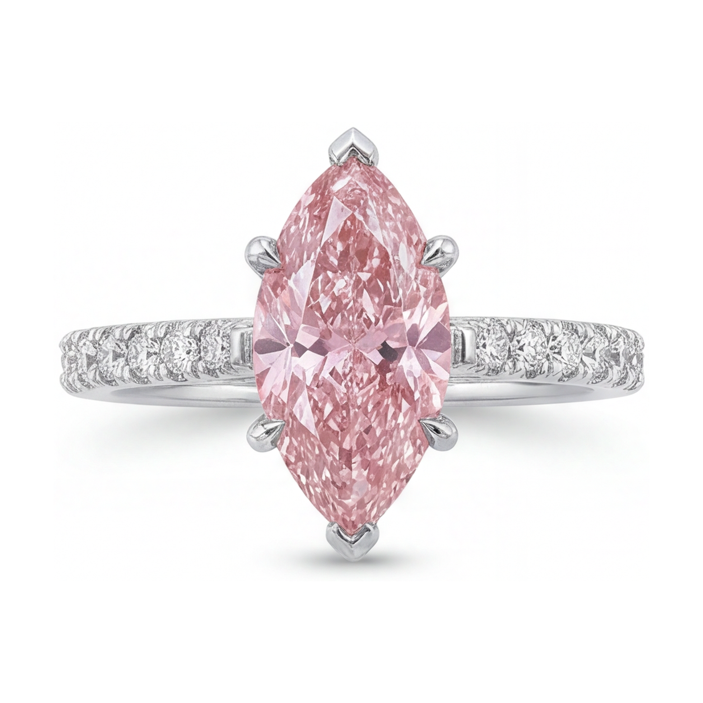 Anello con diamante rosa taglio marquise da 2,1 carati