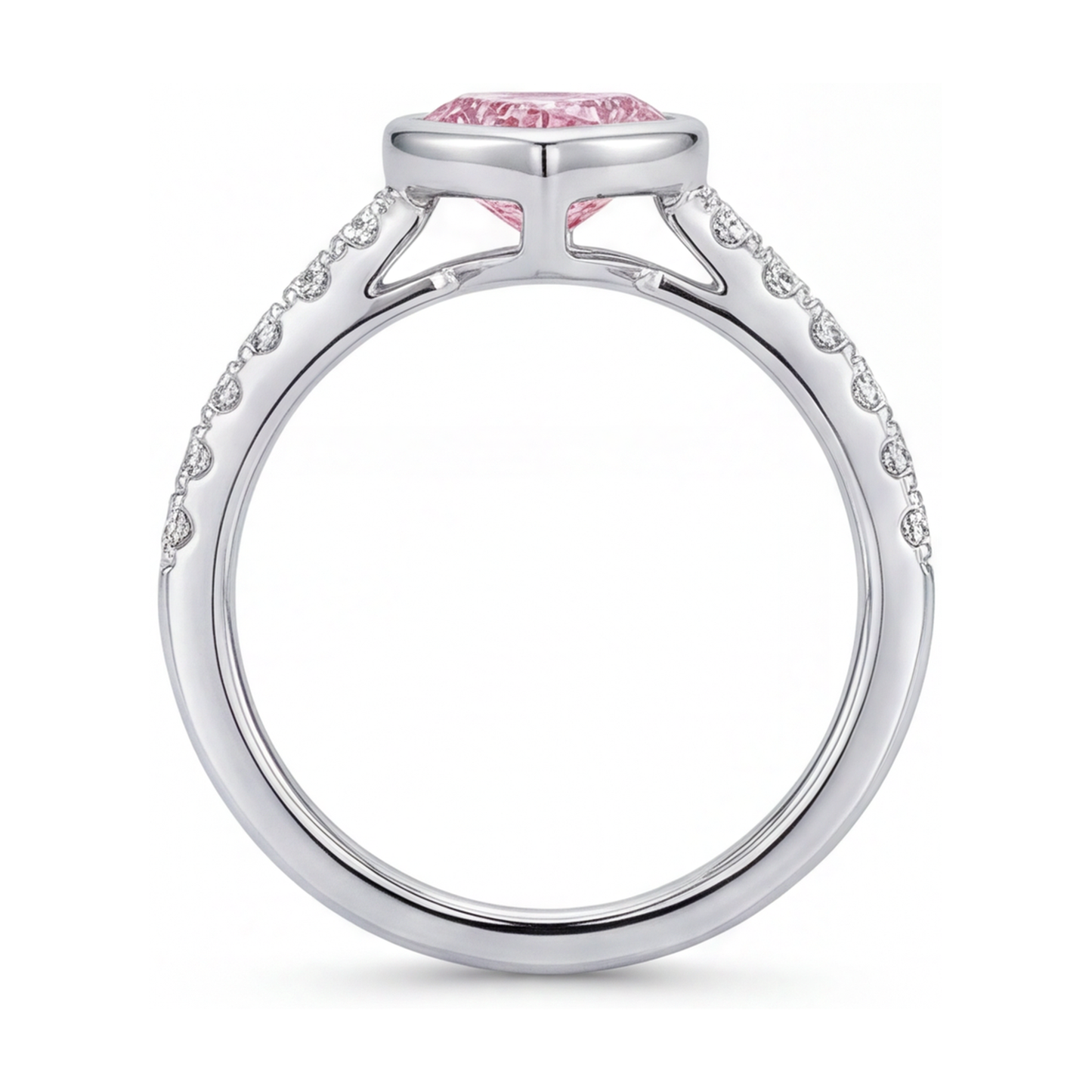 Anello con diamante rosa taglio a cuore da 2,35 carati