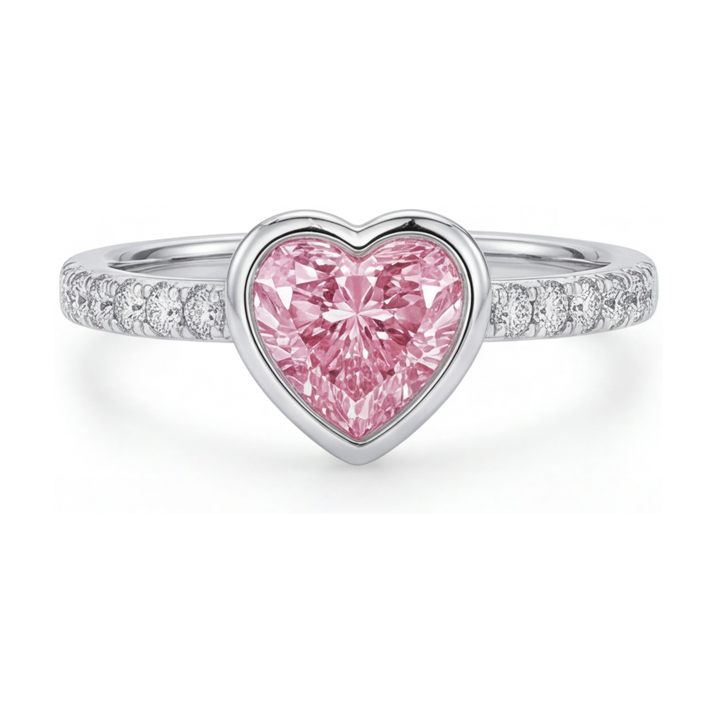 Anello con diamante rosa taglio a cuore da 2,35 carati