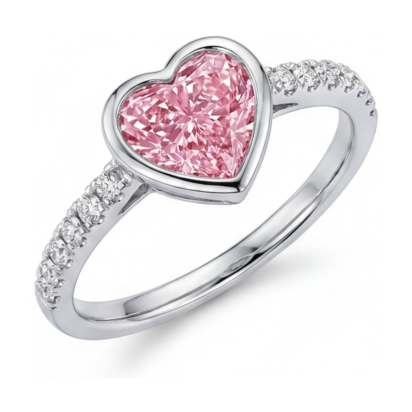 Anello con diamante rosa taglio a cuore da 2,35 carati