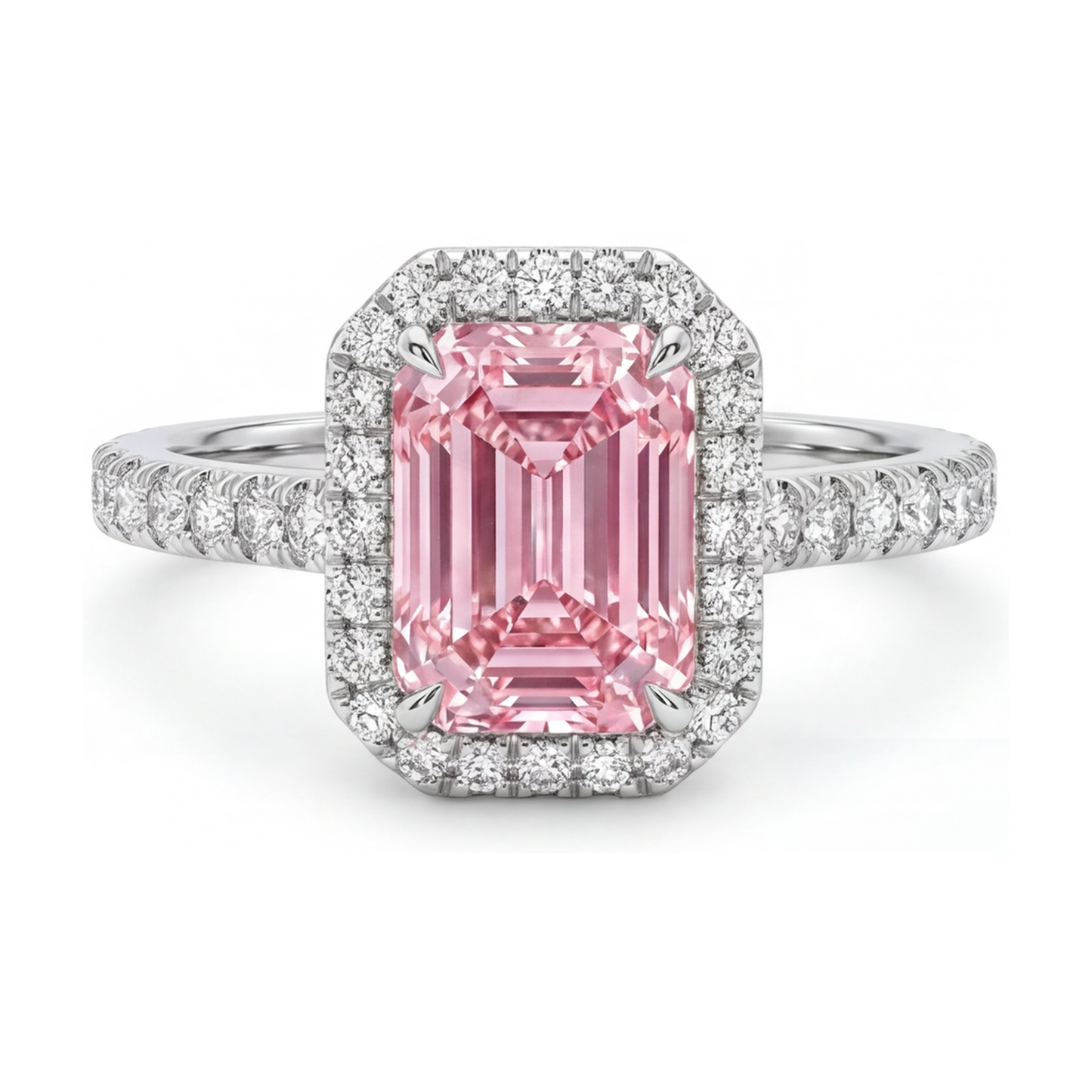 Anello con diamante rosa taglio smeraldo da 2,5 carati