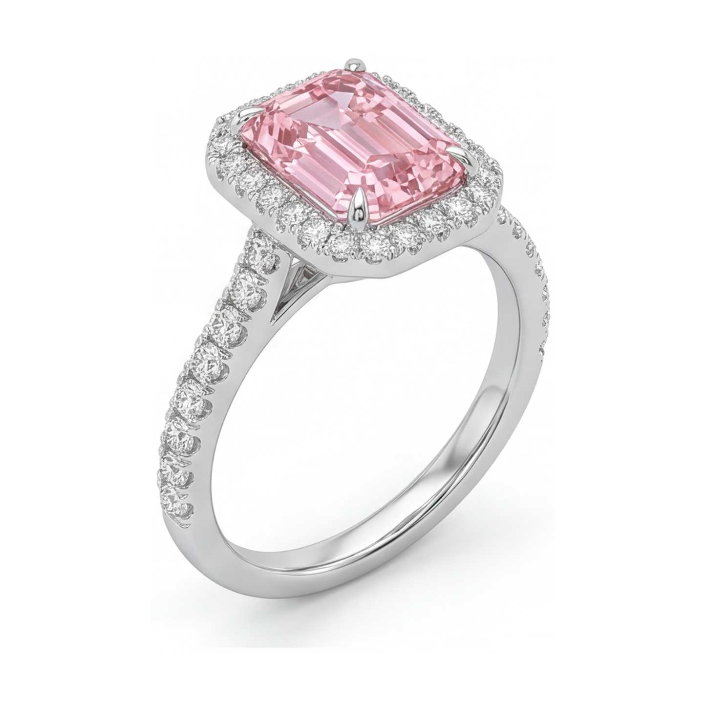 Anello con diamante rosa taglio smeraldo da 2,5 carati