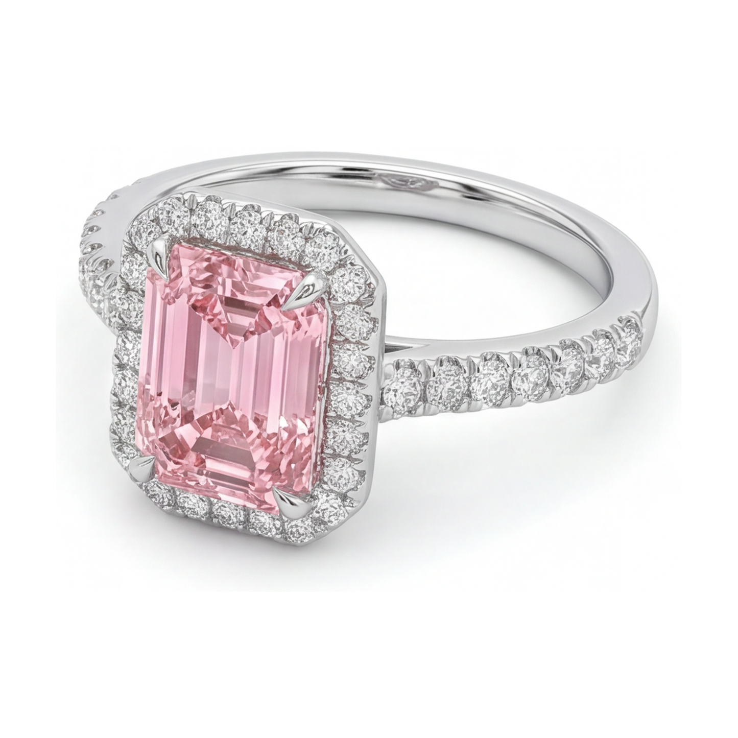 Anello con diamante rosa taglio smeraldo da 2,5 carati