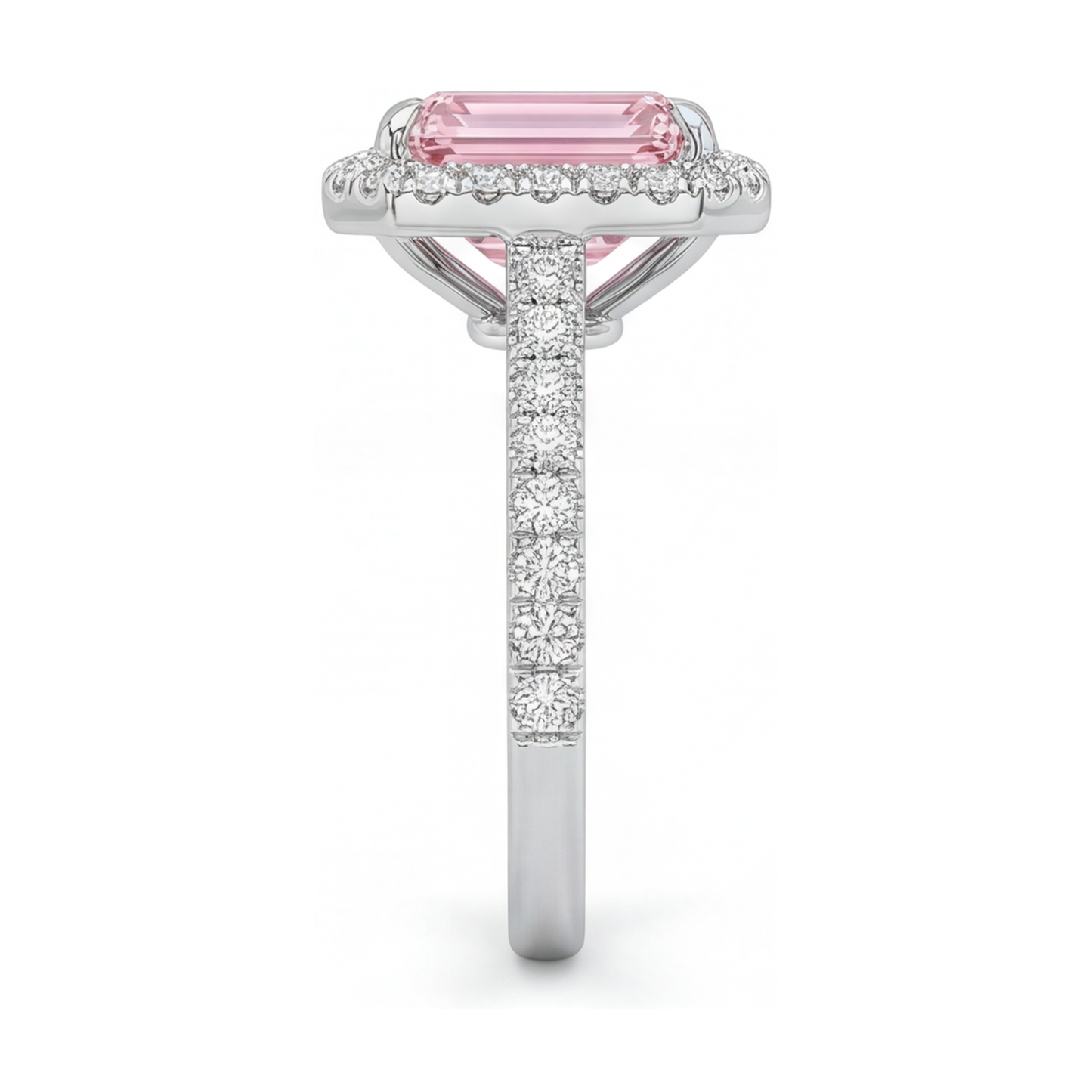 Anello con diamante rosa taglio smeraldo da 2,5 carati
