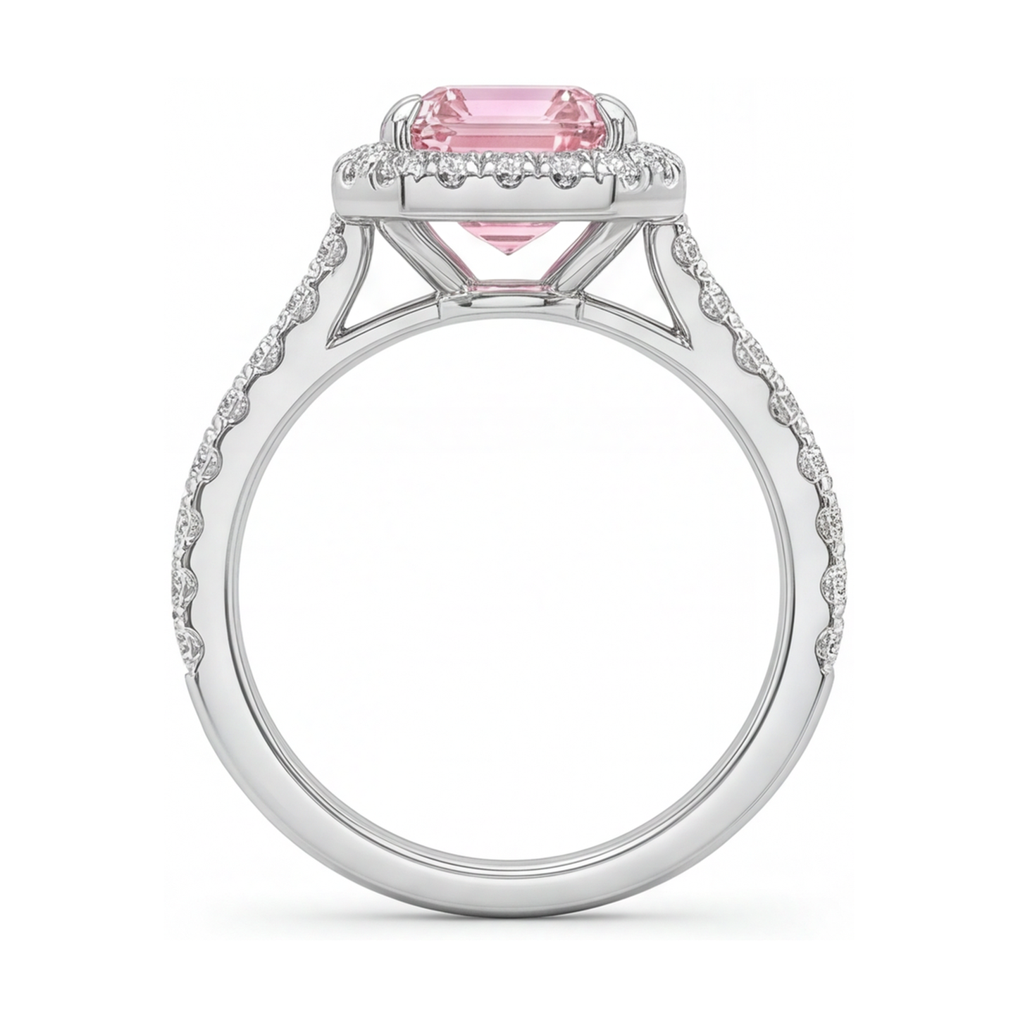 Anello con diamante rosa taglio smeraldo da 2,5 carati