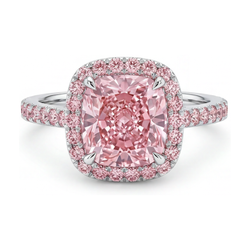 Anello con diamante rosa taglio cuscino da 3,2 carati